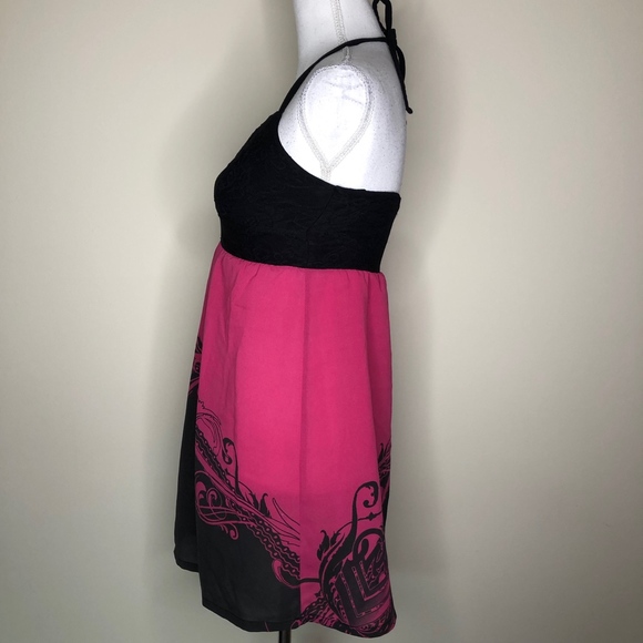 Metal Mulisha Hot Pink & Black Lace Sun Dress - Picture 3 of 7
